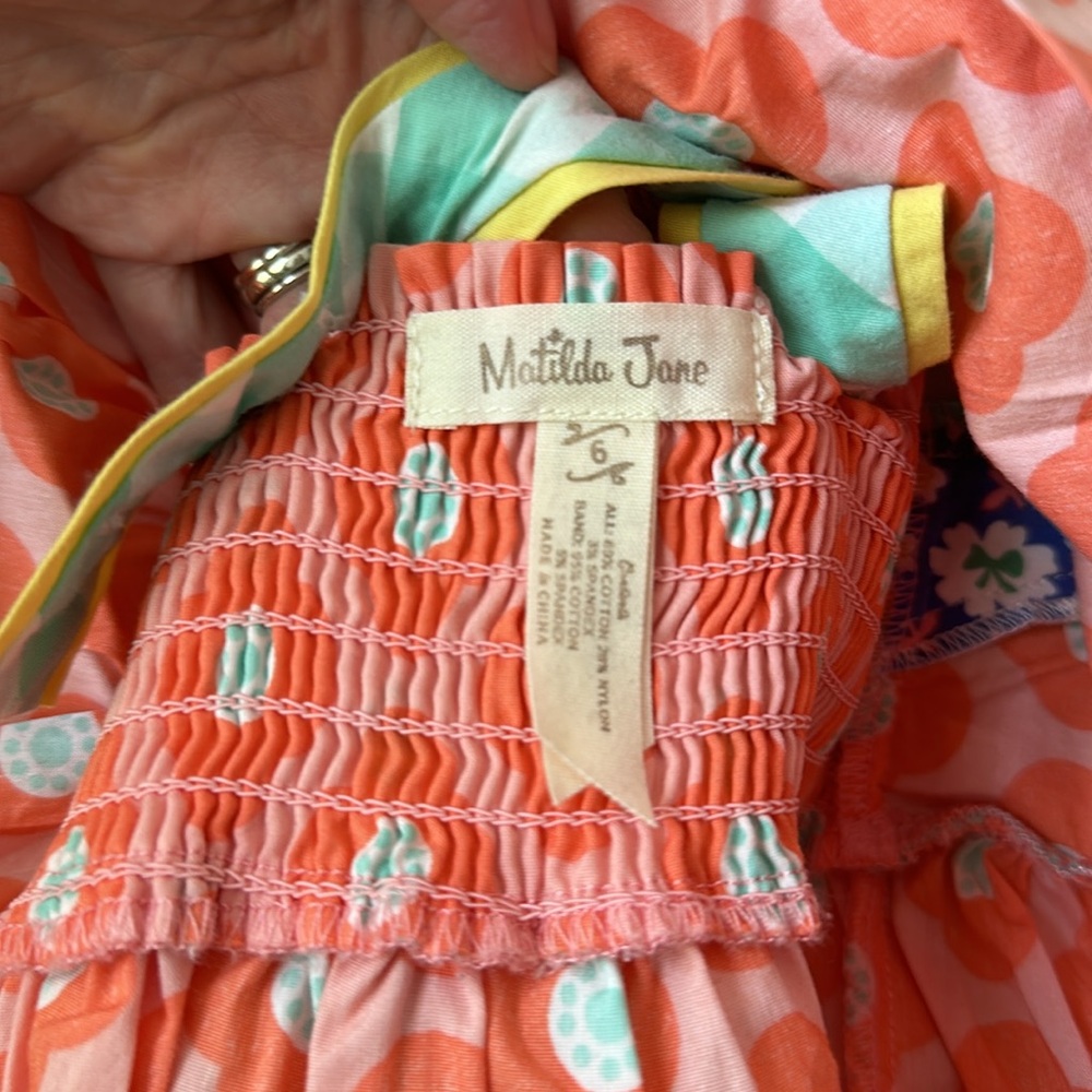 Matilda Jane Orange Flower Crisscross back peplum top 6 - Picture 4 of 8